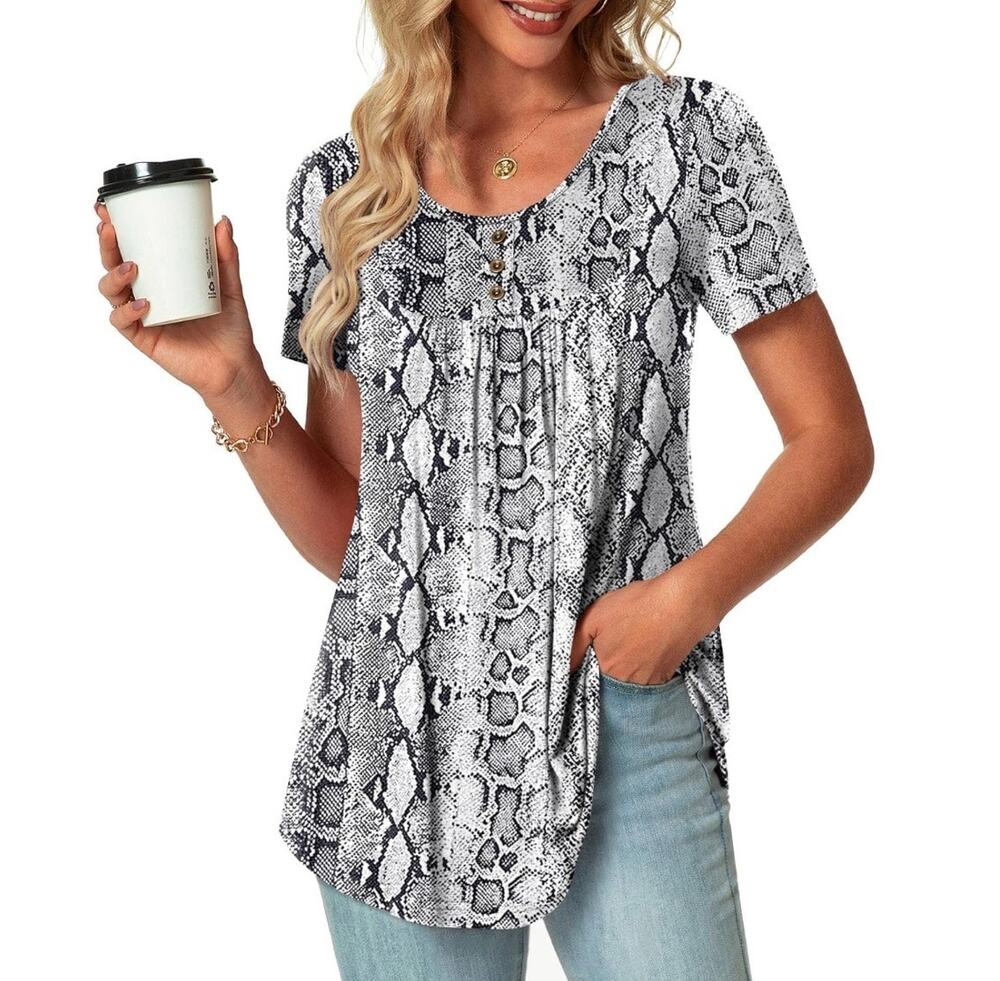 Popyoung Plus Size 3XL Snakeskin Blouse Tunic Rayon Spandex Top